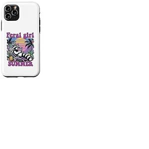 Feral Girl Summer Raton Laveur Plage Vacances Coucher de Soleil Coque pour iPhone 11 Pro