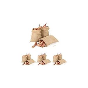 La Cordeline 3 SacsRangement Toile Jute 21x25cm R&eacute;utilisable, Sac l&eacute;gumes, stockage ail, &eacute;chalottes (Lot de 4)