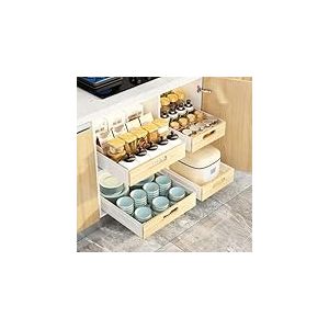 Zstar Tiroir de cuisine extensible - 40 x 40,5 x 8 cm (l x P x H) - Étagère de rangement pour armoires de cuisine - Organisation sous l'évier - Pas de vis/perçage