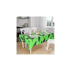 Bonamaison, Anti-moisissure, Séchage Rapide, Résistant aux Taches, Lavable en Machine, 100% Polyester Nappe de Table, Fumée Verte néon, 140 x 160 Cm - Conçu et Fabriqué en Turquie