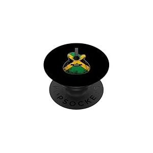 Drapeau Jamaïque Guitare Acoustique Rétro Drapeau Jamaïque PopSockets PopGrip Adhésif