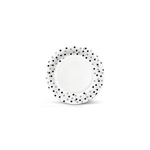 PAW - Assiette Jetable en Carton (23 cm) I Lot de 8 Assiettes Jetables I Idéale pour Barbecue, Anniversaire ou Fête I Assiette Jetable Anniversaire - Confetti (silver-black)