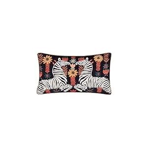 Wylder Tropics Coussin rembourré en Coton et Polyester brodé zèbre Effet Miroir