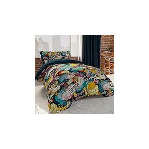 Petti Artigiani Italiani - Parure de lit Simple 150 x 200 cm (1 taie d'oreiller 80 x 50 cm Incluse), Housse de Couette en Microfibre pour Chambre d'enfant et Fille, Impression numérique