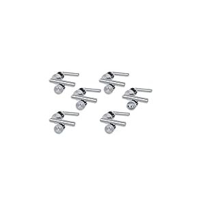 Garniture de porte à rosace I Lot de 6 ferrures de porte en acier inoxydable satiné pour 5 portes de chambre avec trou de serrure à clé et 1 porte WC de salle de bain, cliprosette Ø 52 mm, poignée de