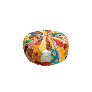 Mandala Life ART Vintage Coussin de Sol - 6Rembourrage Non Inclus 60x20cm Ronde Coton - Pouf Ottoman Marocain D&eacute;coratif Fait Main - Color&eacute;