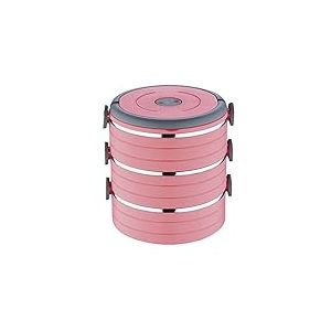Renberg – Boîte Repas 3 étages 16,5 x 16,5 cm Rose
