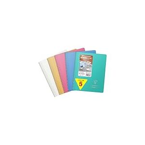 Clairefontaine 366741C Lot de 5 Carnets à Spirale Koverbook Silver - A5 14,8x21 cm - 160 Pages Lignées - Papier Blanc 90 g - Couverture Polypro Opaque - Couleur Aléatoire