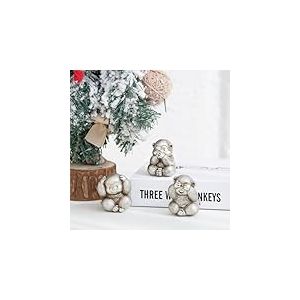 Statue de 3 singes de la Sagesse. Figurines de singes « See no Evil, Hear no Evil, Speak no Evil » - Apporte Chance et Sagesse - Sculpture de Singe en Argent - Décoration d'intérieur pour Salon,