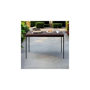 FurnitureR Tables &agrave; Service de Jardin en Brune, pour 4 &agrave; 6 Personnes, Plateau en Bois Epais avec Structure M&eacute;tallique, pour Terrasse, Patio, Salle &agrave; Manger, Garden, 120 x 70 x 75cm