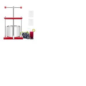 VEVOR Pressoir à Fruits Manuel Capacité 6 L, Presse à Vin avec 2 Barils en Acier Inoxydable, avec Poignée en T, Nettoyage Facile, Presse à Jus, Raisin, Cidre de Pomme pour la Cuisine et la Maison