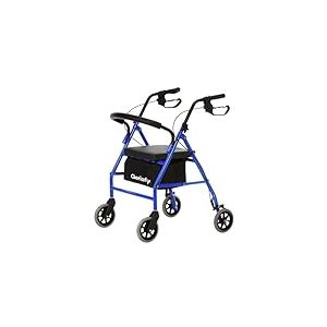 Geriafy - D&eacute;ambulateur Rollator 4 Roues Pliable et L&eacute;ger | Aide &agrave; la Mobilit&eacute; avec Si&egrave;ge, Dossier et Panier | Syst&egrave;me de Freins de S&eacute;curit&eacute; | Robuste et Compact