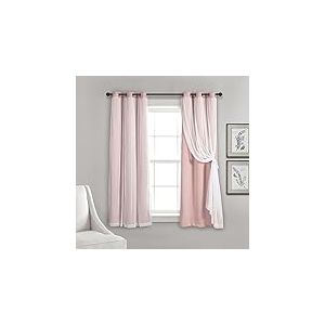 Lush Decor Paire de Rideaux de fen&ecirc;tre Transparents &agrave; &oelig;illets avec Doublure occultante Isolante, 114,3 cm (L) x 96,5 cm (L), Rose
