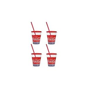 Snips, Lot de 4 Verres à Coca-Cola avec Paille 0.385 L, Verres en Plastique avec Paille et Couvercle Fabriqué en Italie 0% Bpa