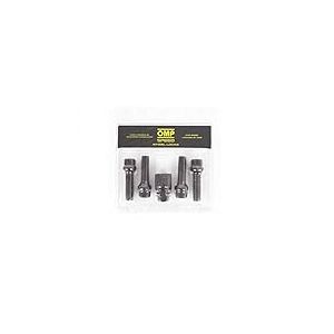 OMP JEU DE 4 VIS ANTIVOL JANTES M12X1.25 FILETAGE LONGUEUR 40MM FORME CONIQUE, Noir