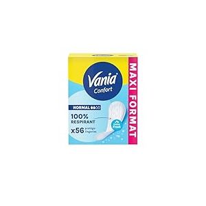Vania | Protège-Slips Confort Normal Parfum Fresh (boîte de 56 pièces) – Protège-lingeries 100% respirant et confortables – Protection hygiénique avec ajustement parfait et tenue optimale