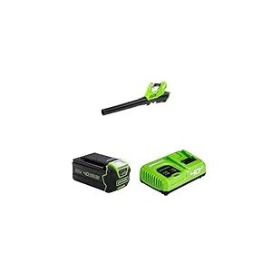 Greenworks 40V Souffleur &agrave; Batterie Axial de Feuilles Mortes sans Fil, avec R&eacute;gulateur de Vitesse, 177 km/h, 11,05 m&sup3;/Min, Batterie 4Ah et Chargeur, Garantie 3 Ans G40ABK4