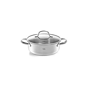 Fissler San Francisco Sautoir en Acier Inoxydable (2,1 l – Ø 20 cm) Cocotte avec Couvercle en Verre, Bord Verseur, Économe en Énergie – Y Compris l’Induction