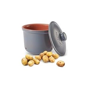 Römertopf Pot à pommes de terre Maxi plus Pot frais en argile naturelle pour une longue durée de conservation des aliments tels que les pommes de terre Ø 26 cm Bleu/gris