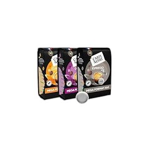 CARTE NOIRE – Café en Dosettes Souples Assortiment Classique N°5/Corsé N°7/Espresso N°8 - certifié Rainforest Alliance - 3 Paquets de 60 Dosettes – Compatibles Senseo (180 dosettes)