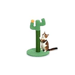 Happy & Polly Cactus Griffoir pour Chat 50 cm - Poteau en Corde de Tissu Résistant Jute Naturel - Grattoir Base Stable pour Chatons et Chats Adultes d'Intérieur - Vert