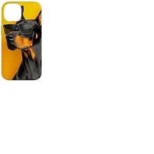 Un Dessin d'un Chien Doberman Cool avec des Lunettes de Soleil Coque pour iPhone 14