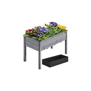 Yaheetech Carr&eacute; Potager de Jardin sur Pied 120,5 x 59 x 76,5 cm Jardin sur&eacute;lev&eacute; en Bois pour Int&eacute;rieur Ext&eacute;rieur Gris