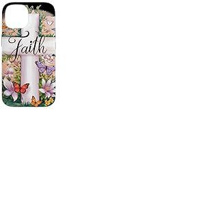 Faith-Cross Papillons floraux Christ Fleurs Religieuse Fille Coque pour iPhone 14