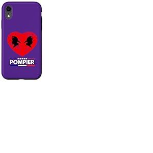 Cœur de Sapeur Pompier Volontaire France Bleu Blanc Rouge Coque pour iPhone XR