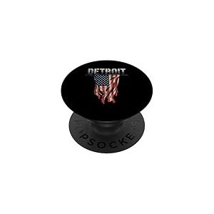 Detroit T-Shirt Michigan Drapeau Am&eacute;ricain USA 313 R&eacute;tro PopSockets PopGrip Adh&eacute;sif