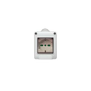 VIMAR 0T14902.U Plana R&eacute;cipient IP55 + prise s&eacute;curis&eacute;e universelle pour eurospine 2P 2,5A, prises 2P et 2P+T 10A et 16A standard IT, prises 2P+T 16A standard DE