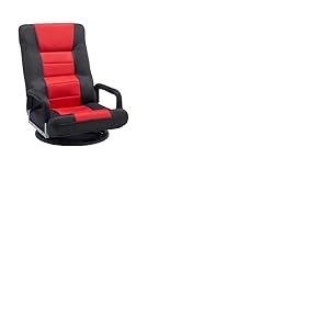 VEVOR Chaise de Sol pivotante à 360° avec accoudoirs, Fauteuil de Sol avec Dossier Pliable à 6 Positions réglables et Support Lombaire, canapé inclinable pour Regarder la télévision, Rouge et Noir