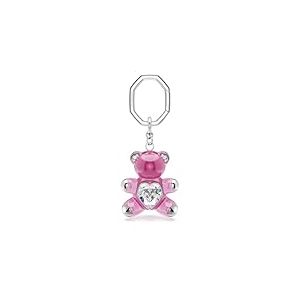 Swarovski Porte-cl&eacute;s Teddy, Ours en r&eacute;sine rose l&eacute;g&egrave;re avec c&oelig;ur cristal incolore, accessoire raffin&eacute; pour cl&eacute;s ou sac, anneau octogonal en m&eacute;tal rhodi&eacute;