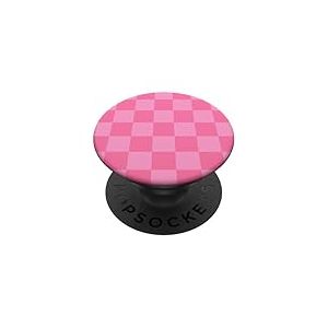 Rose, motif damier, carreaux PopSockets PopGrip Adhésif