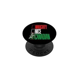 Merry Christmas Canada Naughty Nice Arbre de No&euml;l Canadien PopSockets PopGrip Adh&eacute;sif
