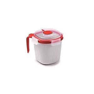 Snips Bol Soupe Micro Ondes, Tasse pour boissons chaudes et soupes pour micro-ondes, Boite a The 0,70 LT, 14,5 x 14,5 x 12 cm, Couleur Blanche et Rouge, Made in Italy