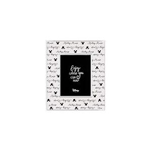 VALENTI & CO. - Disney Mickey et Minnie - Cadre en bois 15 x 20 cm - Cadre photo de table avec d&eacute;tails en argent - Id&eacute;e cadeau pour b&eacute;b&eacute; ou cadeau bapt&ecirc;me - Cadre photo pour chambre d'enfant