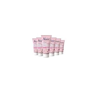 NAIR - Crème Dépilatoire Corps Spécial Peaux Sèches et Sensibles, aux Extraits de Fleur de Cerisier et d'Huile de Riz, Formule Hydratante, Tube de 200ml et Spatule x 6