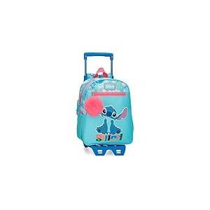 Joumma Disney Aloha Stitch Sac &agrave; Dos Scolaire avec Chariot Bleu 23 x 28 x 10 cm Polyester