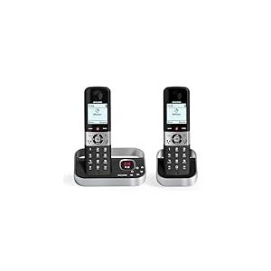 ALCATEL F890 Voice Duo - Téléphone Fixe Sans Fil DECT Avec Répondeur - Écran Graphique Haute Résolution - Mains Libres - Blocage Des Appels - Sonnerie VIP - Répondeur 50 Min - 2 Combinés - Noir/Gris