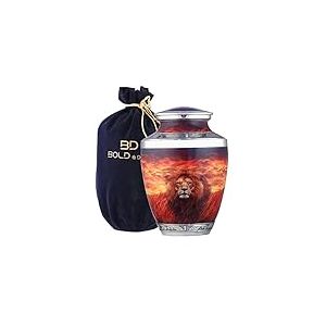 BOLD & DIVINE Urne funéraire Marron à Texture marbre | Urne funéraire pour Cendres humaines pour Adulte | 500 cm³ pour Adulte avec Sac en Velours