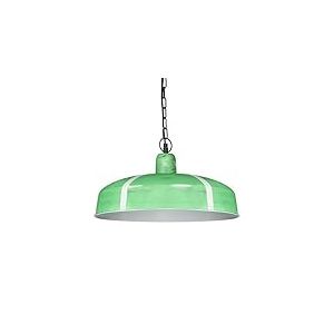 Relaxdays Lampe à suspension luminaire H x l x P : 133 x 41 x 41 cm douille E27 40W abat-jour plat chaîne métal laqué design simple style industriel fabrique, Vert