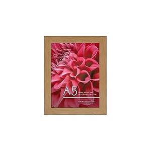Americanflat Cadre Photo A5 Chêne Foncé - MDF avec Verre Incassable Poli, Chevalet & Matériel de Suspension Intégré - Format Horizontal et Vertical pour Mur et Dessus de Table - 14,8x21 cm