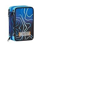 Seven Trousse d'école 3 Zip, Blue Deep, Mapset Boy, Porte-Stylo Triple Compartiment Complet avec Stylets, Crayons, Couleurs, Accessoires Sac à Dos, élémentaires, Moyens, supérieurs, garçon Fille,