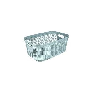 keeeper Panier à linge aspect tricot, poignées latérales, perméable à l'air, plastique, 53 x 34,5 x 22,5 cm, Bosse, Bleu (Nordic Blue)