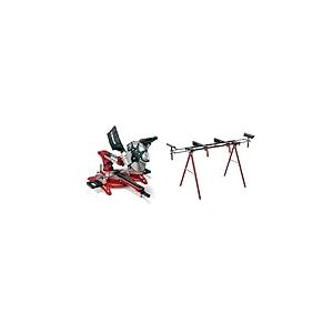 Einhell Scie à onglet radiale TC-SM 2534/1 Dual (puissance max. 2350 W, système de glissière intégré, tête de scie inclinable, butée de pièce, laser) + Piètement stationnaire MSS 1608