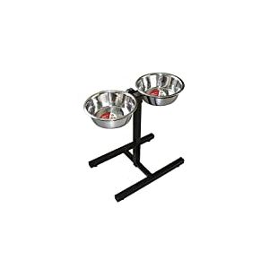 ICA CAR2210 Mangeoire Double en Acier Inoxydable réglable pour Chiens, Hauteur maximale 40 cm, mangeoires de 1,9 l