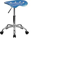 Flash Furniture Siège de Tracteur Bleu Vif et Tabouret chromé