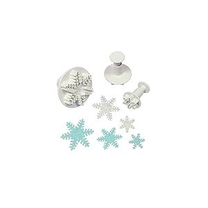 PME SF708 Lot de 3 Emporte Pi&egrave;ces &agrave; Poussoir Flocon de Neige, Plastique, Blanc - Diam&egrave;tre approximatif: petit 25 mm, moyen 40 mm, grand 55 mm