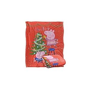 LOGOVISION Peppa Pig Couverture de Noël Super Douce au Toucher Soyeux 152 x 127 cm